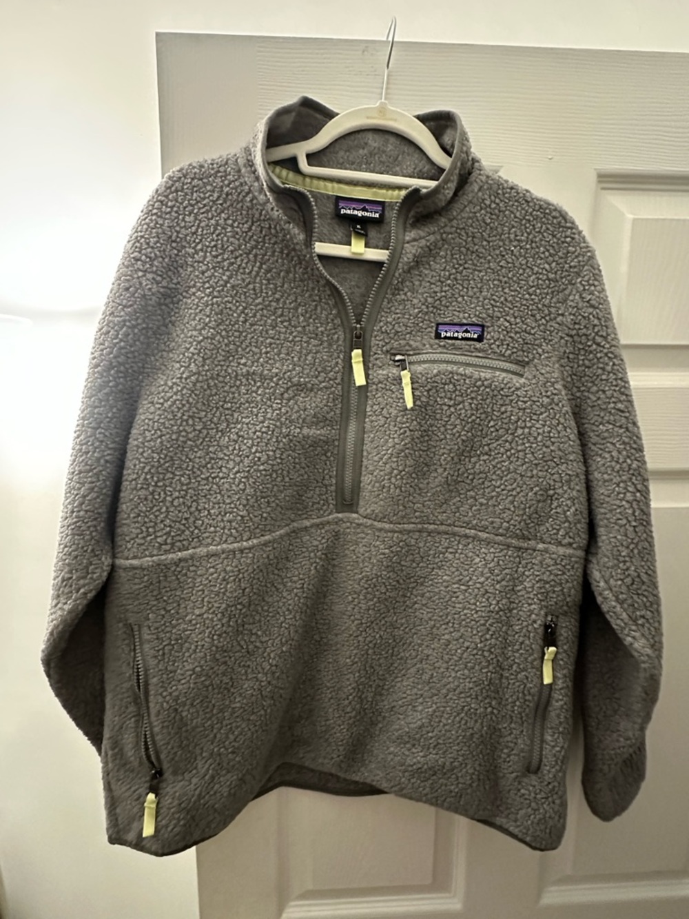 Patagonia Gray Fleece Jacket with Multicolor Logo